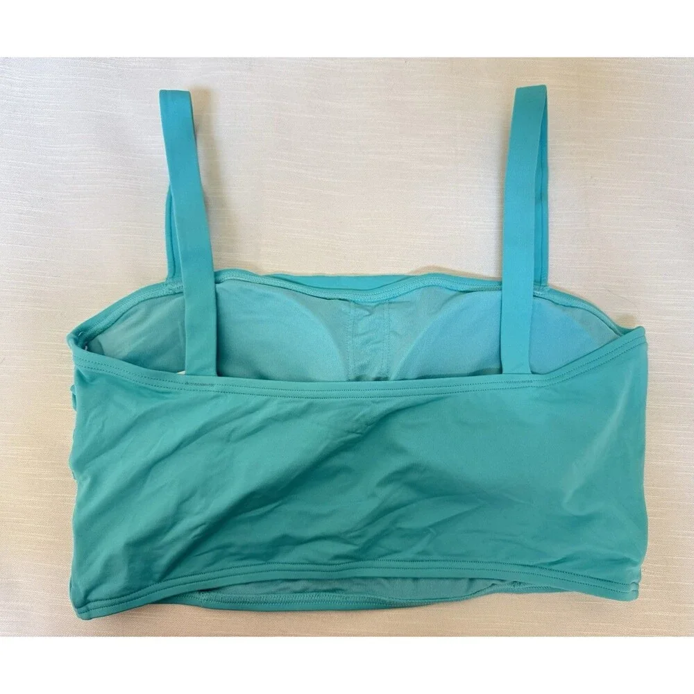 Kate Spade Solids Square Neck Shirred Bikini Top In River Blue Sz XL New